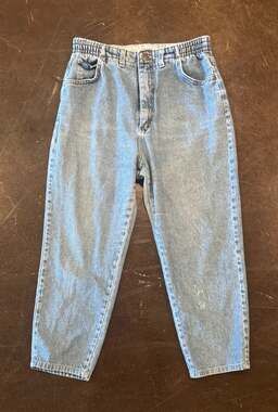 Vintage Lee High Waisted Elastic Side Mom Jeans Light Wash Tapered Leg